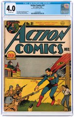 "ACTION COMICS" #31 DECEMBER 1940 CGC 4.0 VG.