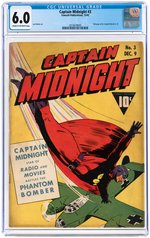 "CAPTAIN MIDNIGHT" #3 DECEMBER 1942 CGC 6.0 FINE.