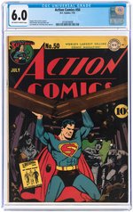 "ACTION COMICS" #50 JULY 1942 CGC 6.0 FINE.