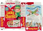 GENERAL MILLS "LUCKY CHARMS" FILE COPY CEREAL BOX FLAT WITH "FLYING LEPRECHAUN GLIDER" OFFER.