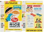 POST "SUGAR SPARKLED RICE KRINKLES" FILE COPY CEREAL BOX FLAT WITH "RACING CAR" OFFER.