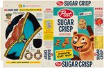 POST "SUGAR CRISP" FILE COPY CEREAL BOX FLAT WITH "CAPTAIN FLINT PIRATE CUT OUTS" OFFER.