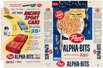 POST "ALPHA-BITS" FILE COPY CEREAL BOX FLAT WITH "RACING SPORT CARS" OFFER.