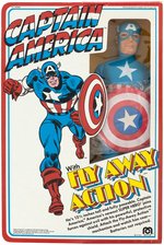 MEGO 12.5" "CAPTAIN AMERICA" WITH FLY AWAY ACTION IN BOX.