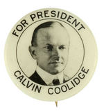 "FOR PRESIDENT CALVIN COOLIDGE" RARE UNLISTED REAL PHOTO PORTRAIT BUTTON.
