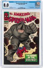 "THE AMAZING SPIDER-MAN" #41 OCTOBER 1966 CGC 8.0 VF (FIRST RHINO).