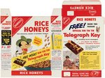 NABISCO "RICE HONEYS" FILE COPY CEREAL BOX FLAT WITH "OFFICIAL RIN-TIN-TIN TELEGRAPH KEY" OFFER.