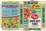 POST "GRAPE-NUT FLAKES" FILE COPY CEREAL BOX FLAT WITH "ACTION FOOTBALL PLAYER" OFFER & PREMIUMS.