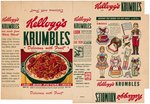 KELLOGG'S "KRUMBLES" FILE COPY CEREAL BOX FLAT PAIR WITH "AROUND-THE-WORLD" CUT-OUT DOLLS.