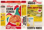 KELLOGG'S "CORN FLAKES" FILE COPY CEREAL BOX FLAT WITH "'JUNGLE JUMP-UP' GAME" OFFER.