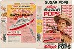 KELLOGG'S "SUGAR POPS" FILE COPY CEREAL BOX FLAT WITH "EXPLODING BATTLESHIP" OFFER.