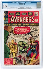 "AVENGERS" #1 SEPTEMBER 1963 CGC 3.5 VG- (FIRST AVENGERS).