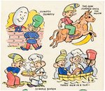 "MOTHER GOOSE TATTOO TRANSFERS" PROTOTYPES ORIGINAL ART LOT FEATURING SNAP, CRACKLE & POP.