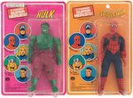 MEGO SPIDERMAN AND HULK PAIR ON PIN PIN CARDS.