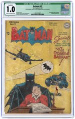 "BATMAN" #47 JUNE-JULY 1948 CGC QUALIFIED 1.0 FAIR.