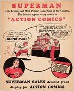 "SUPERMAN - ACTION COMICS" 1939 NEWSSTAND PROMOTIONAL FLYER.