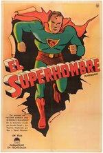 "SUPERMAN" FLEISCHER STUDIOS LINEN-MOUNTED ARGENTINEAN CARTOON STOCK POSTER.