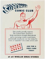 "SUPERMAN COMIC CLUB" WORLD WAR II SMALL STORE SIGN.