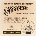 "SUPERMAN" & DC COMICS GOLDEN AGE WHELAN DRUG STORES ADVERTISING SIGN.