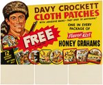 "DAVY CROCKETT CLOTH PATCHES" PREMIUM SET WITH RETAILER'S LETTER, FOLDER & ADVERTISING SIGN.