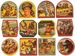 "DAVY CROCKETT CLOTH PATCHES" PREMIUM SET WITH RETAILER'S LETTER, FOLDER & ADVERTISING SIGN.
