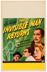 "THE INVISIBLE MAN RETURNS" WINDOW CARD.