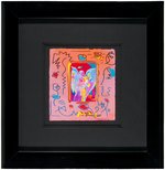 PETER MAX "ANGEL WITH HEART" FRAMED & SIGNED COLLAGE ORIGINAL ART.