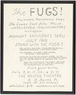 THE FUGS! SCARCE 1965 NEW YORK CITY CONCERT FLYER.