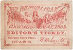 GRANT 1868 CHICAGO "REPUBLICAN NATIONAL CONVENTION" STAGE TICKET.