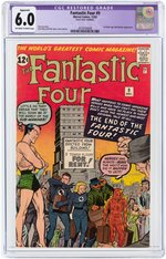 "FANTASTIC FOUR" #9 DECEMBER 1962 CGC RESTORED APPARENT 6.0 FINE.