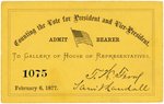 HAYES & TILDEN "COUNTING THE VOTE FOR PRESIDENT AND VICE PRESIDENT" 1876 TICKET.