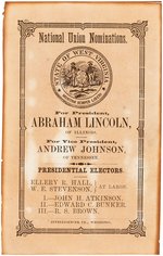 LINCOLN & JOHNSON "STATE OF WEST VIRGINIA" 1864 CIVIL WAR CAMPAIGN BALLOT.