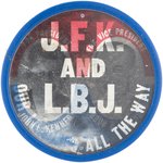 KENNEDY "JFK AND LBJ OUR LEADERS ALL THE WAY" 1960 JUGATE FLASHER BUTTON.