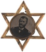 GRANT FERROTYPE IN ATTRACTIVE SIX POINTED STAR BRASS FRAME.