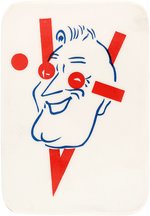 ULTRA RARE ROOSEVELT "V" VICTORY WWII ERA CARICATURE BUTTON.