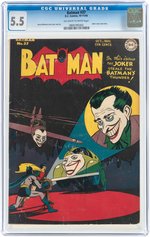"BATMAN" #37 OCTOBER-NOVEMBER 1946 CGC 5.5 FINE-.