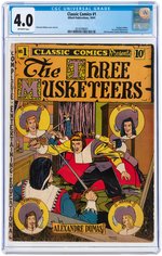 "CLASSIC COMICS" #1 OCTOBER 1941 CGC 4.0 VG (THREE MUSKETEERS).