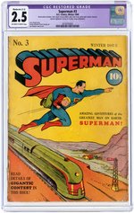 "SUPERMAN" #3 WINTER 1940 CGC RESTORED 2.5 MODERATE (C-3) GOOD+.