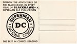 DC COMICS "BLACKHAWKS" PROMOTIONAL POSTCARD.