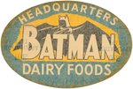 "BATMAN DAIRY FOODS" WINDOW CLING & MILK CAP LOT.