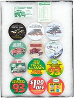 HESS TOY TRUCK 24 BUTTONS 1992-2015 PLUS JETS FOOTBALL 1986-87 SCHEDULES & 12 MISC. BUTTONS.