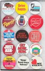 IMPORT CARS 38 BUTTONS MOSTLY  C. 1980s-90s: DATSUN, HONDA, NISSAN, TOYOTO AND TEN OTHERS.