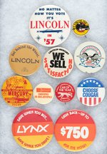 LINCOLN AND MERCURY 11 BUTTONS 1957 TO MID 1980s WITH MANY RARITIES.