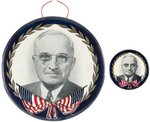 PAIR OF TRUMAN PORTRAIT BUTTONS-JUMBO 9" AND 3.5" VARIETIES.