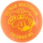 SCARCE "VIETNAM MORATORIUM COLUMBIA, MO" ANTI-VIETNAM WAR BUTTON.