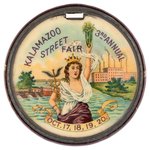 GORGEOUS TWO-SIDED CELLO FOB FOR ELKS DAY STREET FAIR IN KALAMAZOO OCT. 19, 1899.