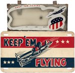WORLD WAR II "KEEP 'EM FLYING" LICENSE PLATE & VISOR MIRROR ATTACHMENT.