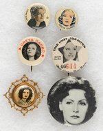 GRETA GARBO FIVE BUTTONS FROM THE 1930s AND ONE FROM 1960s- A NEAR COMPLETE COLLECTION.