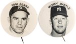 YOGI BERRA AND MICKEY MANTLE YANKEES REAL PHOTO 2.25" BUTTONS C. 1960 OR EARLIER.