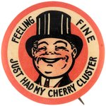 CHERRY CLUSTER RARE CANDY BUTTON C. 1930 FROM PALMER CANDIES FOUNDED 1878.